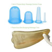 Silicone Cupping Therapy Set, Anti Cellulite Cup & Massager | Cellulite Body Massage Suction Cups, Cellulite Remover–4 Cups & 1 Gua Sha Scraping Massage Tool