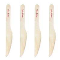 Dress My Cupcake DIY Natural Wood Candy Buffet Knives 100-Pack Kit, Tea Time, 6.5-Inch, Red