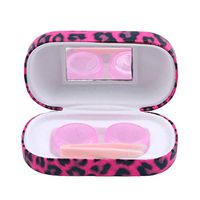 Modsnde Portable Travel Contact Lens Case Box Cute Leopard Companion Box Eye Care Kit Holder with Bottle Tweezers Container Holder Mirror Waterproof Lenses Box Mirror Box