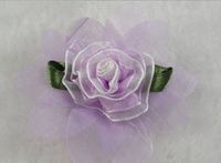 30pcs Organza Ribbon Lotus Cabbage Spend 2.4 Flower Appliques Bow-8 Colors (Purple)