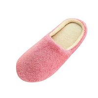 Theoylos Womens Warm Home Plush Soft Slippers Ladies Indoors Anti-Slip Cotton Slippers Winter Floor Bedroom Shoes Pink