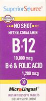 Superior Source No Shot Methylcobalamin B12/B-6/Folic Acid, 10,000 mcg/1200 mcg, 30 Count