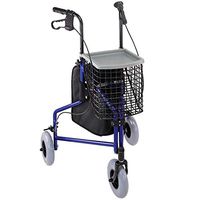 Duro-Med Folding Rollator Walker with Swiveling Front Wheels, 3 Wheel, Aluminum Light-Weight, Detachable Storage Tray, Royal Blue