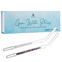 Ayana Wellness – Gem Water Straws – Turn Every Sip Into A Crystal Elixir – Set Of 2 Drinking Straws With Natural Gemstones – Healing Rose Quartz and Balancing Amethyst – Food Safe and BPA Free