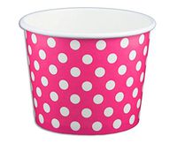 Black Cat Avenue Paper Ice Cream Cups, Polka Dot, Pink, 12 Ounce, 50 Count