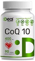 Deal Supplement Maximum High Absorption CoQ10 400 Milligram, 90 Softgels, Non GMO, No Gluten, Naturally Fermented CoQ10 Promotes Heart Health and Energy Production
