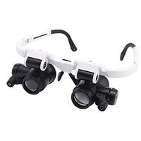 Headband Magnifying Glass, LED Lamp Medical Binocular Glasses Magnifying Glass Repair Detection Old Man Reading Mirror White