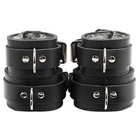 Astoria Wrist Ankle Cuffs Fur Combo Handcrafted Latigo Leather (Jet Black)