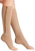 ASRocky Graduated Compression Zipper Socks Open Toe Anti-Fatigue Antimicrobial Mens Womens Foot Ankle Heel Support Sport Medical Zip Stockings Reduce Swelling Pain Relief (1Pr, BeigeZipSox, XXL)