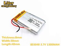 BIHUADE 3.7V 1300mAh 803048 Lithium Ion Polymer Rechargeable Battery Lithium Polymer Li-Po Battery for MP4 GPS MP3 Bluetooth Stereo DIY Gift (803048)
