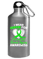 TBI Traumatic Brain Injury Awareness Green Ribbon - Family Support Design - Water Bottle