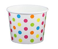 Black Cat Avenue Paper Ice Cream Cups, Polka Dot, Rainbow, 16 Ounce, 50 Count