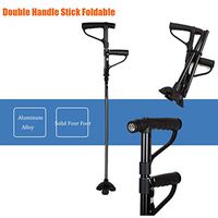 CHERRIESU Walking Stick,Two Handles Trekking T Handle Walking Folding Cane with Lighting Function,Antishock,Quick Lock,Telescopic(74-97Cm) Collapsible, Aluminum,Ultralight for Men Women