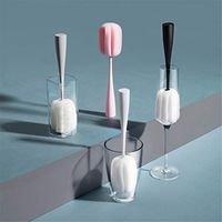 Gotian Kitchen Handle Sponge Brush Bottle Cup Glass Washing Cleaning Cleaner Tool - Long Handle, Creative Brush - Ideal for Brushing Bottle, Glass, and Cup - 1 x cleaning brush (23X5cm) (black)