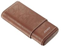 Personalized Visol Arnoldo Brown Leather Crushproof Cigar Case with Interior Cedar Lining with Free Engraving