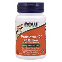 NOW Supplements, Probiotic-10™, 25 Billion, with 10 Probiotic Strains, Dairy, Soy and Gluten Free, Strain Verified, 30 Veg Capsules