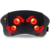 Shiatsu Massage Pillow with Heat | Small Portable Massager for Neck, Shoulders, Back, Foot and Lumbar | Kneading | Black