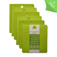 deltaXTRA Swedish Sponge Cloth Hang Up to Dry House-Shaped Eyelet Eco-Friendly Reusable Absorbent Cellulose Cleaning Dishcloth Towel | Includes 6 Cloths | Color: Apple Green