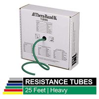 TheraBand Resistance Tubes, Professional Latex Elastic Tubing, Upper & Lower Body, Core Exercise, Physical Therapy, Lower Pilates, at-Home Workout, Rehab, 25 Foot, Green, Heavy, Intermediate Level 1