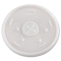DCC24SL05 - Dart 24SL05 Plastic Straw Slotted Translucent Lids for Hot/Cold Foam Cups