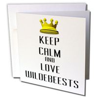 3dRose Gold Crown Keep Calm And Love Wildebeests - Greeting Cards, 6 x 6 inches, set of 12 (gc_121364_2)