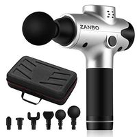 ZANBO Massage Gun, Athletes Portable Deep Tissue Percussion Muscle Massager Gun, Handheld Muscle Massage for Sore Muscle and Stiffness 6 Heads with 20 Speed Level Quiet Brushless Motor (Silver)