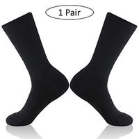 Forcool Men's Crew Diabetic Socks, Women's Merino Wool Non Binding Loose Top Extra Wide Diabetes Socks Edema Socks Dress Socks Mid Calf with Cushioned Sole Seamless Toe, 1 Pair Black X Large