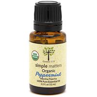 Simple Matters USDA Certified Organic Peppermint Essential Oil. 100% Pure, Undiluted, Therapeutic Grade. 15 mL (1/2 Ounce).