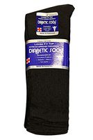 Diabetic Socks Crew Socks 3, 6,9 or 12-Pack Physicians Approved Crew Diabetic Socks Cotton by Sole Trendz (3 Pairs of Black, 9 to 11 Unisex)