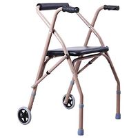 Alexzh_Rollator Sit Push Dual-use Folding Walker with Roller/Seat Plate Height Adjustable Old People Disabled, Carbon Steel