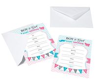 Lillian Rose 8-Piece Baby Gender Reveal Invitations, Pink/Blue/White, 5" x 7"
