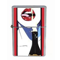 Sexy Woman Drinks Champagne Double-Sided Wind Proof Dual Torch Refillable Lighter D-230