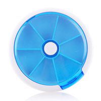Pill Organizer Weekly,INVODA Pill Case 7 Day 3 Times Medicine Pill Dispenser,Push Button Rotate Pill Planner with 7 Compartments (1,Blue)