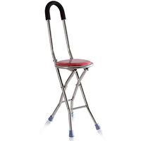 RES&DZ Folding Travel Cane Walking Stick Seat Camp Stool Chair Hiking Stick Cane
