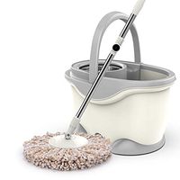 PLHMS Stainless Steel Deluxe 360 Spin Mop & Bucket, Floor Cleaning System Included Handle with 3 Microfiber Mop Heads for Home Floor Cleaning,White,5