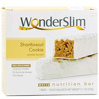 WonderSlim Meal Replacement Protein Bar - Low Carb Nutrition Bar for Women & Men - Shortbread Cookie - High Fiber, KETO Friendly, Weight Loss Diet Snack Bar (7ct)