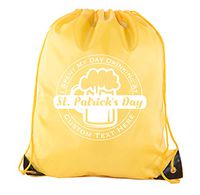Custom St Patrick's Day Backpack Personalized Drawstring Bags, Reusable Gift bag - 10PK Athletic Gold CE2500Patty S6