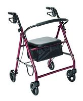 Essential Medical Supply Essential Rollator with Loop Brakes and Wheels, Red