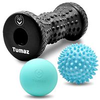 Tumaz Massage Ball & Foot Roller 3-in-1 Set with Spiky Ball, Lacrosse Ball, Massage Roller - Ergonomic Design to Relieve Plantar Fasciitis, Deep and Superficial Muscle Pain