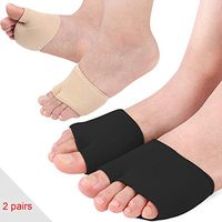 Metatarsal Sleeve Pads, Soft Gel Ball of Foot Pads for Diabetic Feet, Prevent Metatarsalgia, Mortons Neuroma, Calluses Blisters, One Size Fit All for Women & Men (2Pairs(Black+Beige), One-Size)