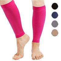 Calf Compression Sleeve for Men and Women - 1-Pair, 23-32 mmHg - Footless Socks for Shin Splint and Lower Leg Cramps Pain Relief, Running, Sports, Travel - Pink, Medium