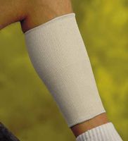 Calf Support - Medium Beige knitted elastic. Tapered to fit over leg. Slips on easily. Provides compression.