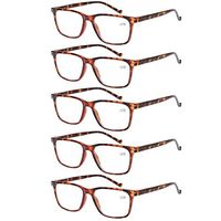 5 Pack Reading Glasses Men Women Spring Hinges Comfortable Glasses for Reading (5 Tortoise, 2.25)