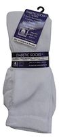 Diabetic Cotton Natural Blend Circulatory Crew Socks 3 Pack (13-15, White)
