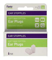 Flents Ear Stopples Wax-Cotton Ear Plugs 6 Pairs (Pack of 5)