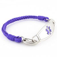 Braided Medical Alert ID Bracelet - Custom Engraving Included -Fun, Modern & Casual - Grape