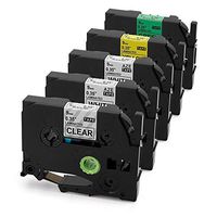 MarkDomain Compatible Label Tapes Replacement for Brother TZe TZ P-Touch Laminated 9mm 0.35 Inch Multi Color Work with Ptouch PT H100 D200 D210 D600 Label Maker, TZe 121 221 x 2 621 721, 5 Pack