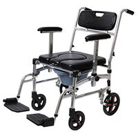 YL 3-in-1 Medical Transport Wheelchair Aluminum Bathroom Shower Chair, Folding Transport Wheelchair for Adults has 8” Rear Wheels,Locking Casters and Thick Padded Seat, Wheelchair Over Toilet