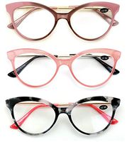 3 Pairs Women Cateye Pointed Tip Reading Glasses - Metal Temple Cat Eye Readers (3 Pairs, 2.75)