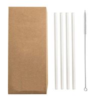 LanJing Reusable Straight Clear Borosilicate Glass Drinking Straws for Milkshakes Smoothies Frozen Drinks(4+1)